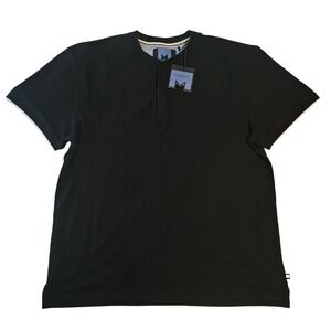 Michael Strahan Collection Mens Black Short Sleeve Henley Shirt XXL